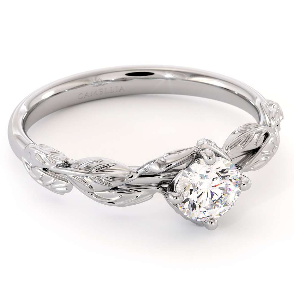 CVD Diamond Engagement Ring 14K White Gold Leaf Flower Ring Lab Grown Diamond Ring 1 CVD Diamond Engagement Ring 14K White Gold Leaf Flower Ring Lab Grown Diamond Ring