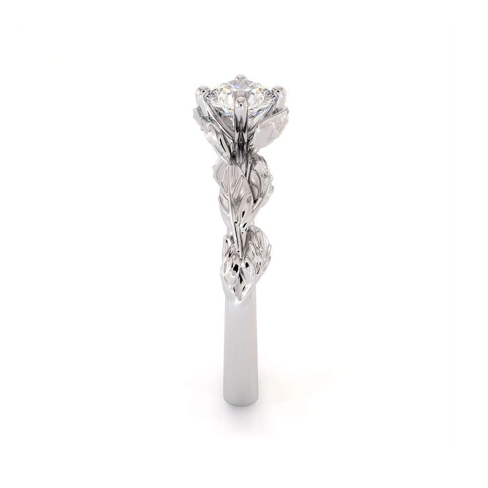 CVD Diamond Engagement Ring 14K White Gold Leaf Flower Ring Lab Grown Diamond Ring 5 CVD Diamond Engagement Ring 14K White Gold Leaf Flower Ring Lab Grown Diamond Ring