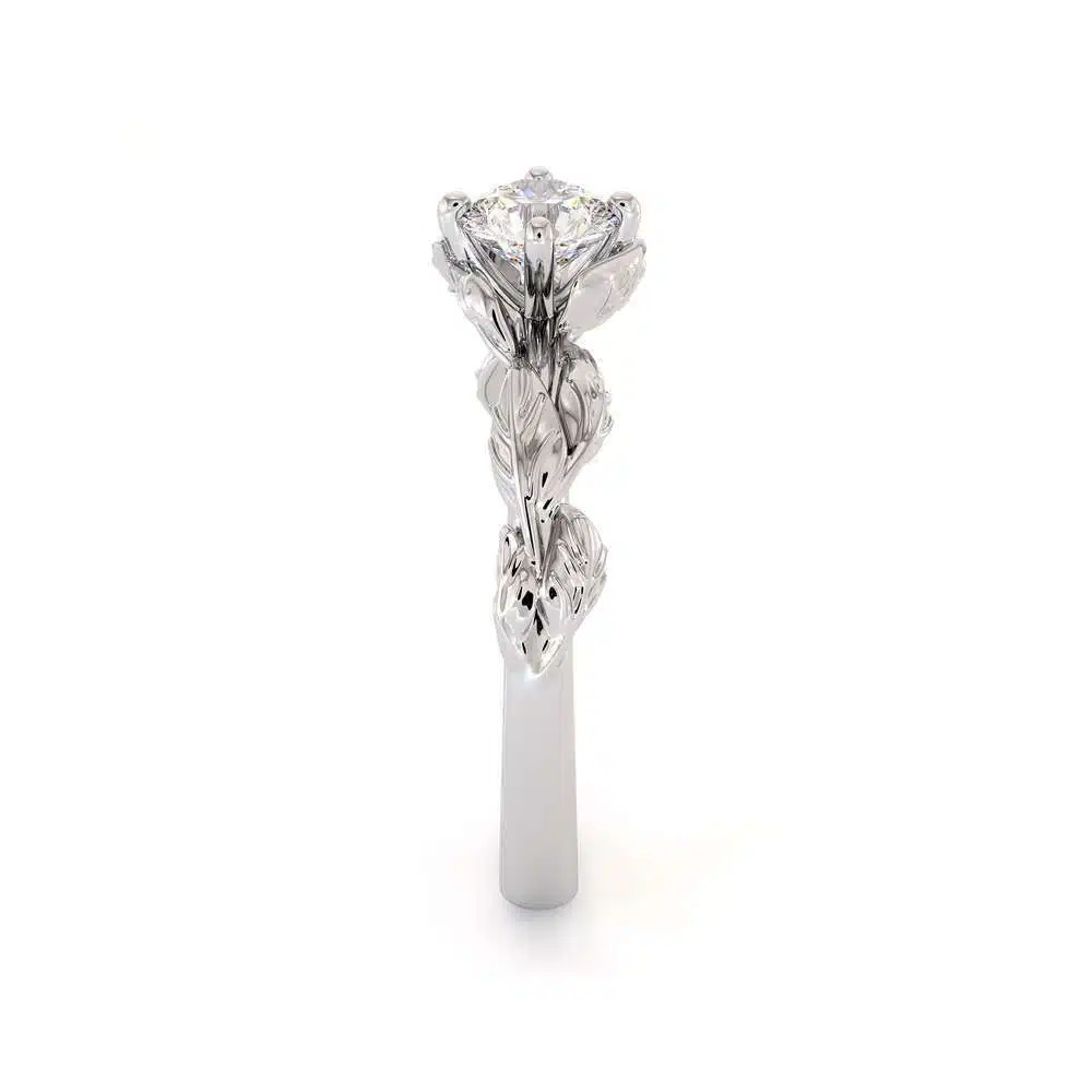 CVD Diamond Engagement Ring 14K White Gold Leaf Flower Ring Lab Grown Diamond Ring 5 CVD Diamond Engagement Ring 14K White Gold Leaf Flower Ring Lab Grown Diamond Ring