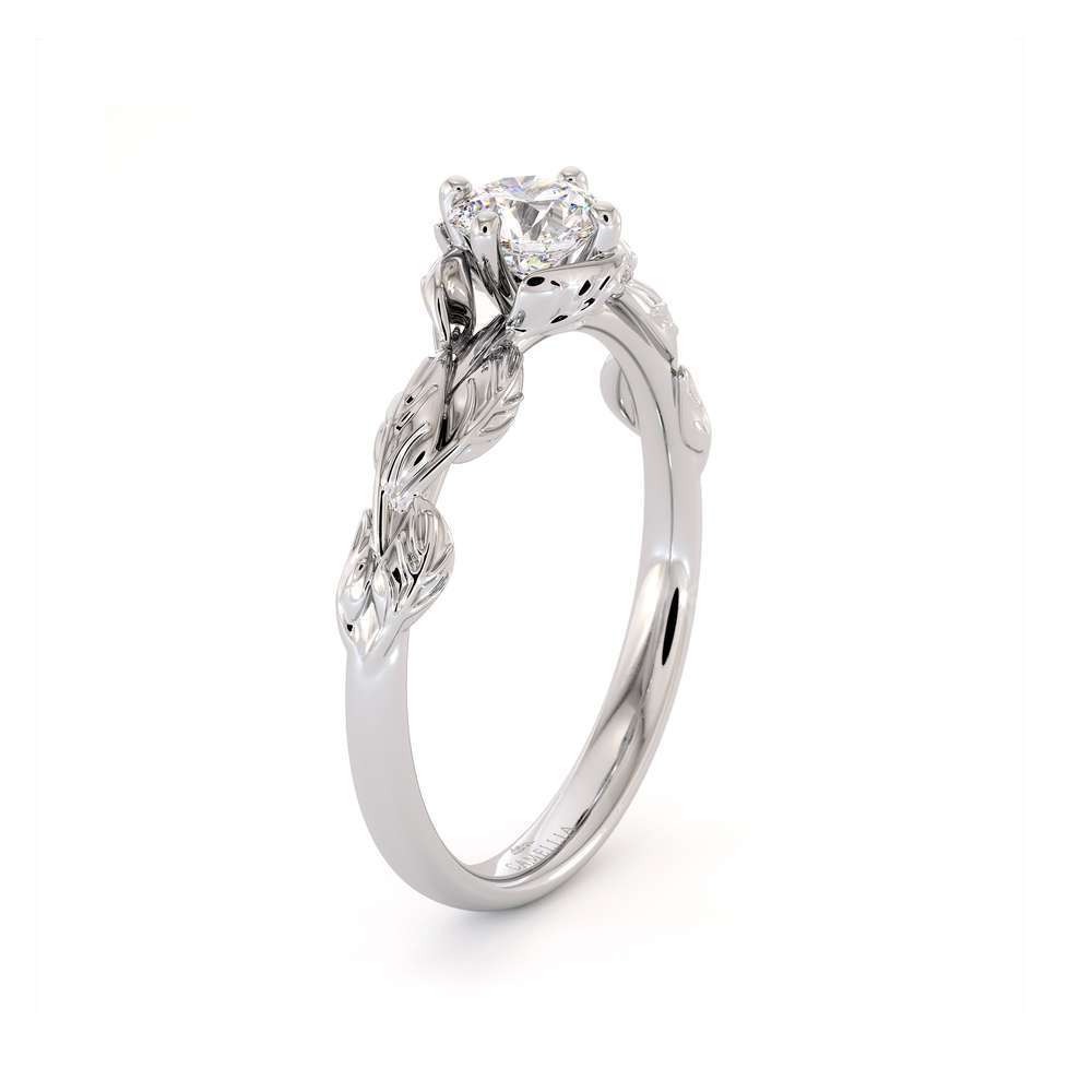 CVD Diamond Engagement Ring 14K White Gold Leaf Flower Ring Lab Grown Diamond Ring 4 CVD Diamond Engagement Ring 14K White Gold Leaf Flower Ring Lab Grown Diamond Ring