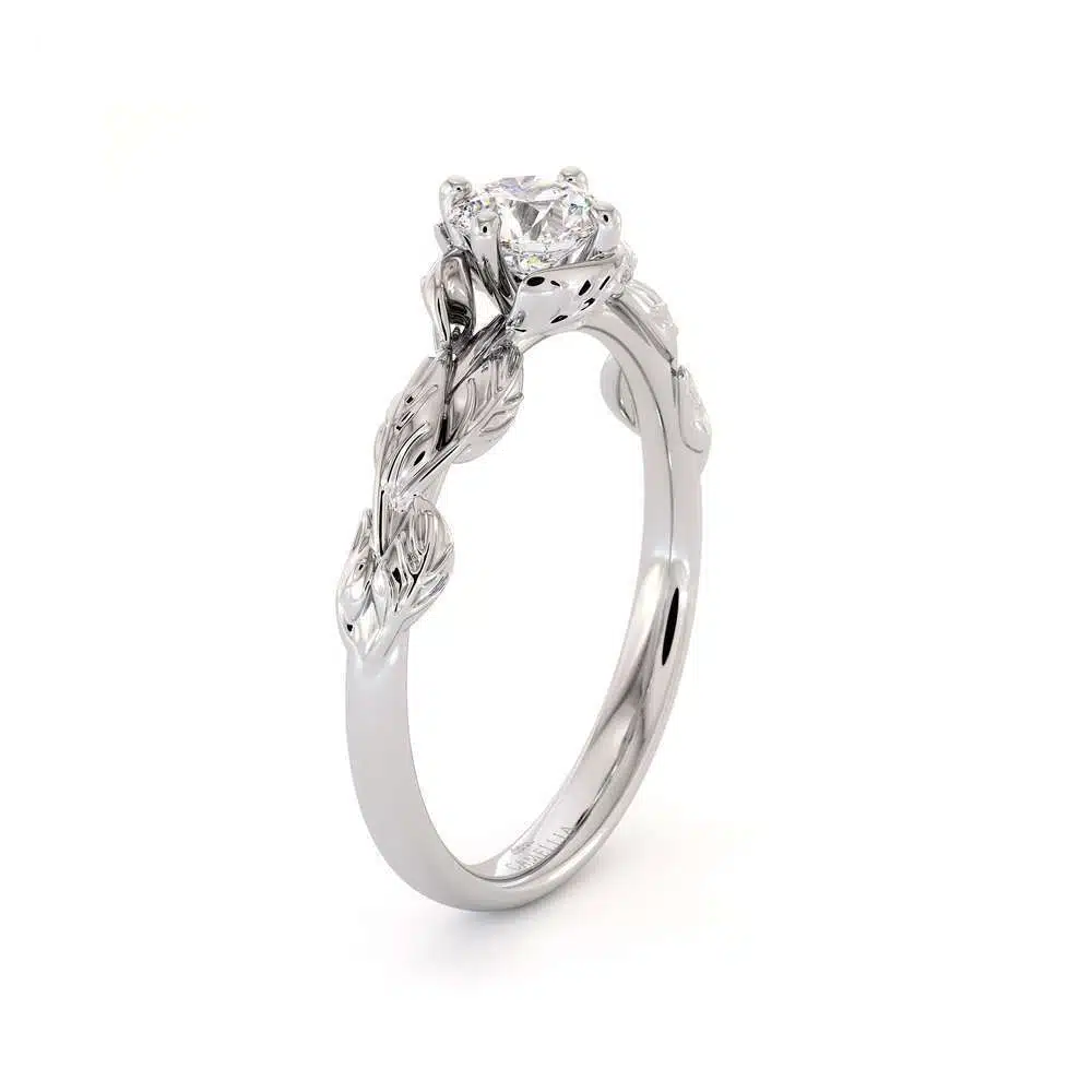 CVD Diamond Engagement Ring 14K White Gold Leaf Flower Ring Lab Grown Diamond Ring 4 CVD Diamond Engagement Ring 14K White Gold Leaf Flower Ring Lab Grown Diamond Ring