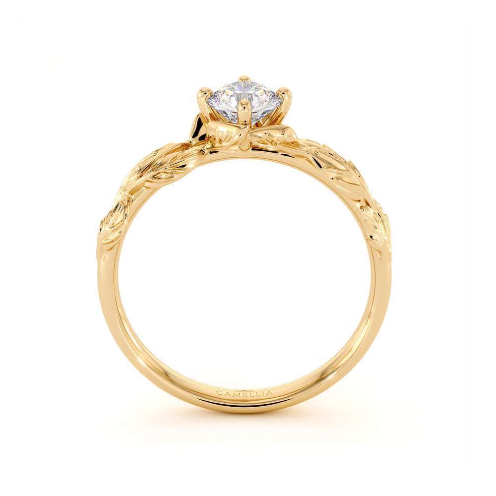 CVD Diamond Engagement Ring 14K Yellow Gold Leaf Flower Ring Lab Grown Diamond Ring 3 CVD Diamond Engagement Ring 14K Yellow Gold Leaf Flower Ring Lab Grown Diamond Ring