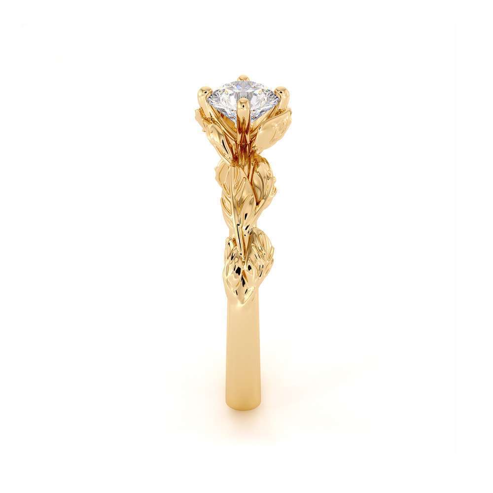 CVD Diamond Engagement Ring 14K Yellow Gold Leaf Flower Ring Lab Grown Diamond Ring 5 CVD Diamond Engagement Ring 14K Yellow Gold Leaf Flower Ring Lab Grown Diamond Ring