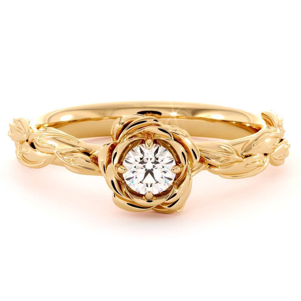 Diamond Engagement Ring Diamond Flower Engagement Ring Yellow Gold Leaf Ring Solitaire Diamond Ring 6 Diamond Engagement Ring Diamond Flower Engagement Ring Yellow Gold Leaf Ring Solitaire Diamond Ring