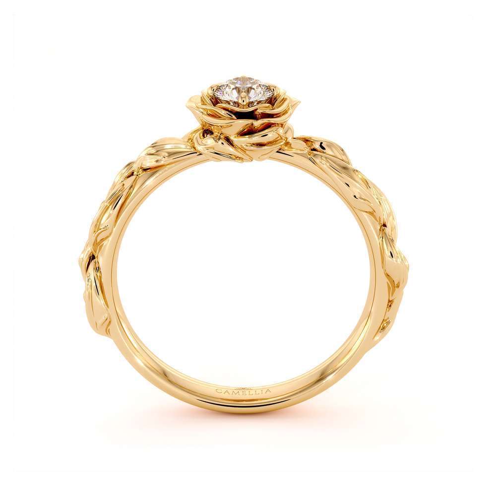 Diamond Engagement Ring Diamond Flower Engagement Ring Yellow Gold Leaf Ring Solitaire Diamond Ring 5 Diamond Engagement Ring Diamond Flower Engagement Ring Yellow Gold Leaf Ring Solitaire Diamond Ring