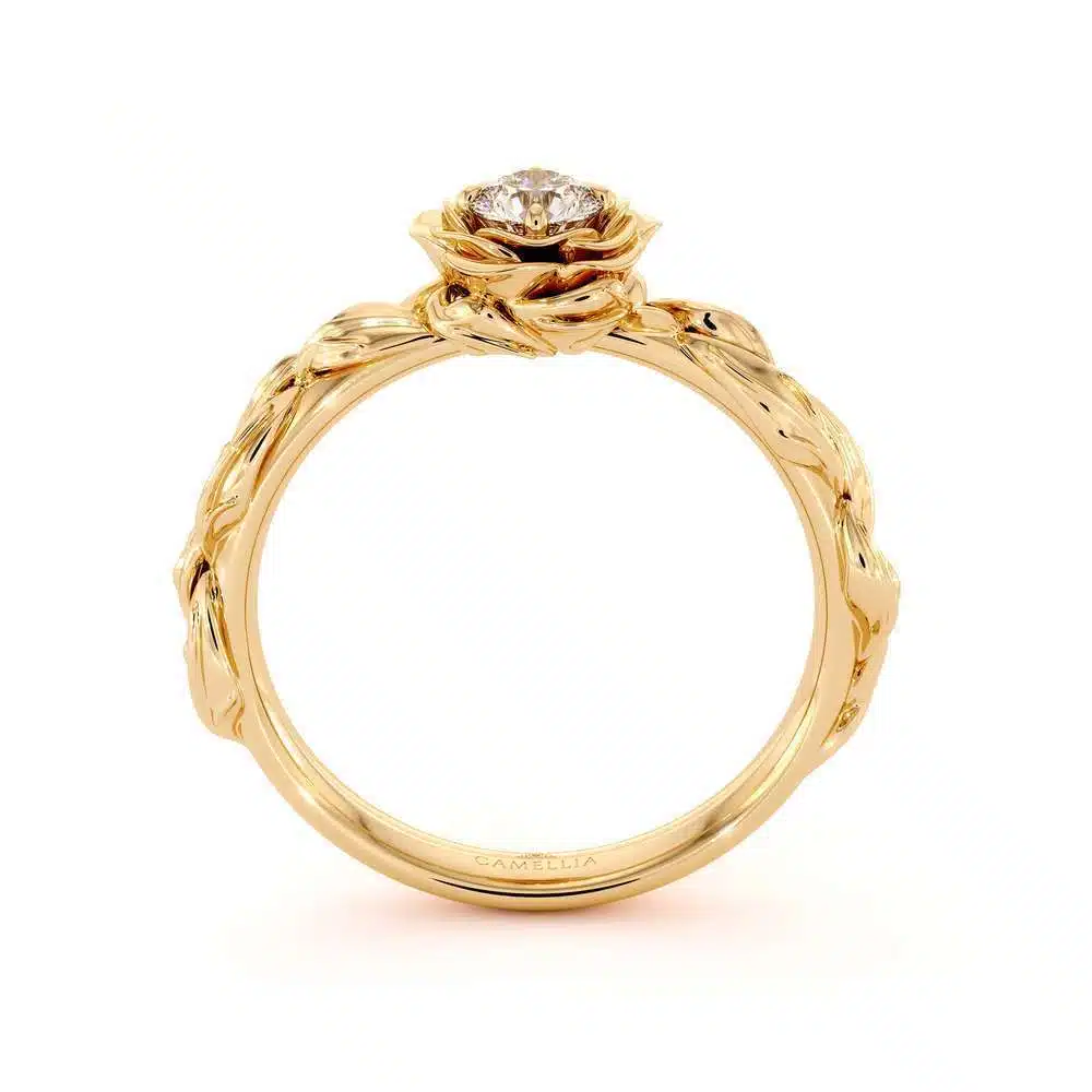 Diamond Engagement Ring Diamond Flower Engagement Ring Yellow Gold Leaf Ring Solitaire Diamond Ring 5 Diamond Engagement Ring Diamond Flower Engagement Ring Yellow Gold Leaf Ring Solitaire Diamond Ring