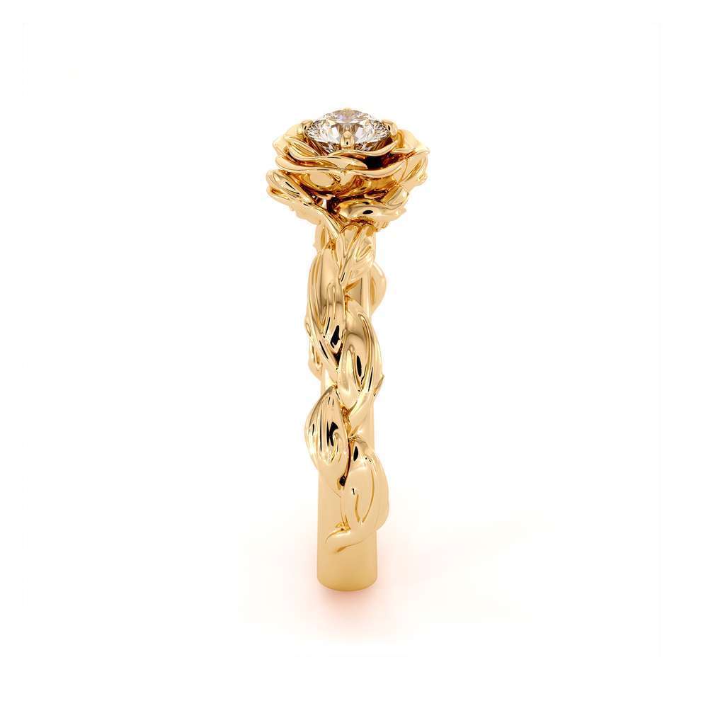 Diamond Engagement Ring Diamond Flower Engagement Ring Yellow Gold Leaf Ring Solitaire Diamond Ring 3 Diamond Engagement Ring Diamond Flower Engagement Ring Yellow Gold Leaf Ring Solitaire Diamond Ring