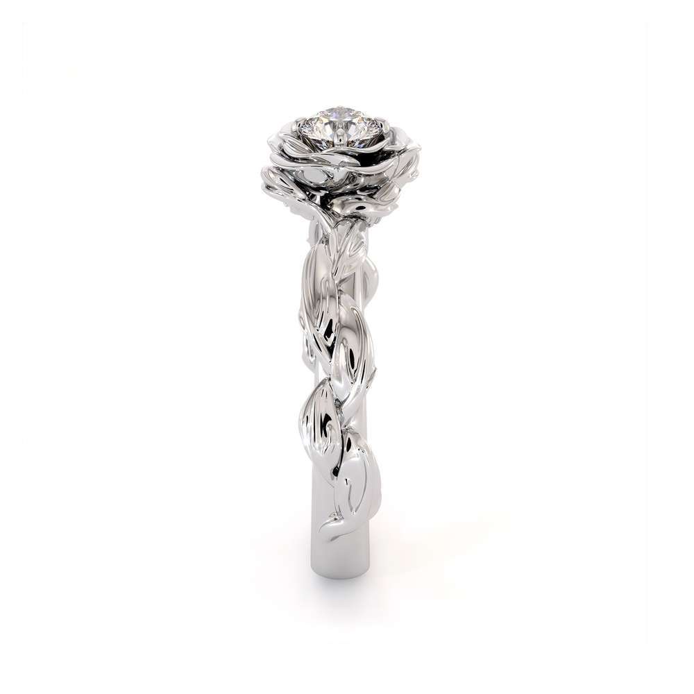 Diamond Engagement Ring Diamond Flower Engagement Ring White Gold Leaf Ring Solitaire Diamond Ring 5 Diamond Engagement Ring Diamond Flower Engagement Ring White Gold Leaf Ring Solitaire Diamond Ring