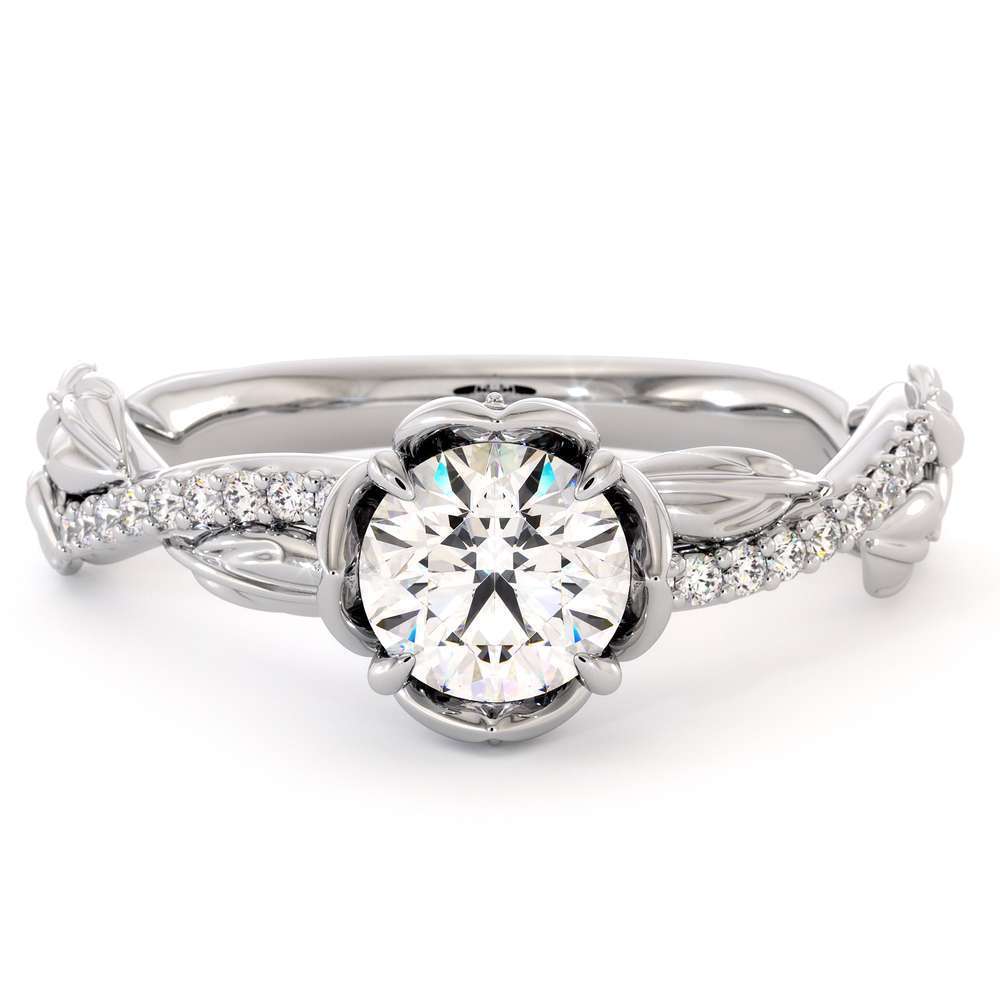 CVD Diamond Half Eternity Ring Flower Engagement Ring Lab Grown Diamond Ring