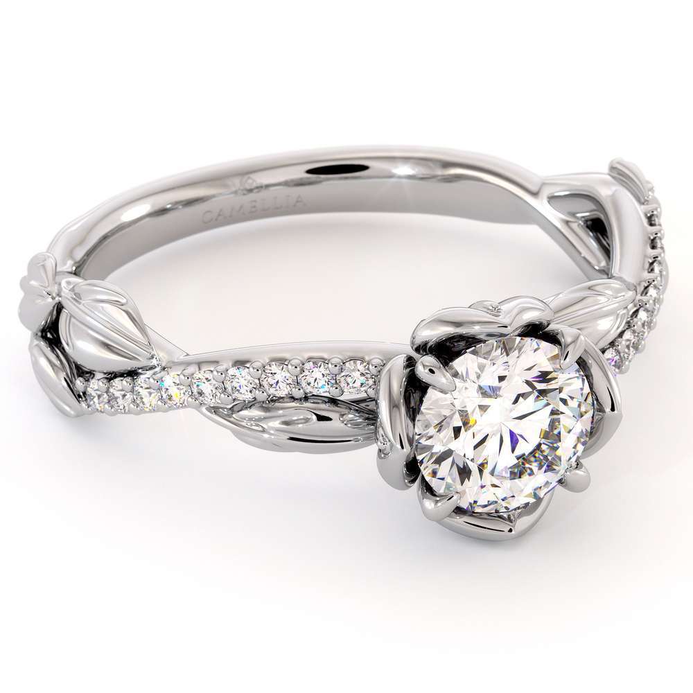 CVD Diamond Half Eternity Ring Flower Engagement Ring Lab Grown Diamond Ring