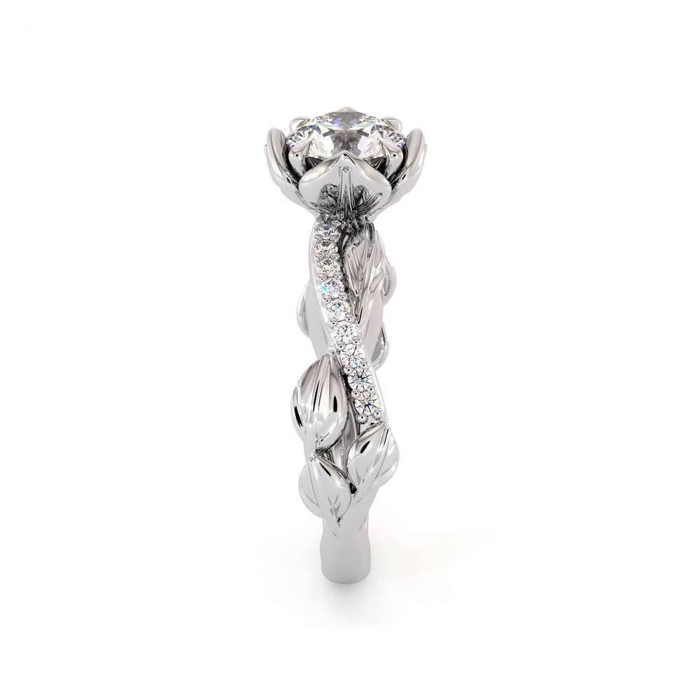 CVD Diamond Half Eternity Ring Flower Engagement Ring Lab Grown Diamond Ring