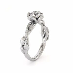 CVD Diamond Half Eternity Ring Flower Engagement Ring Lab Grown Diamond Ring