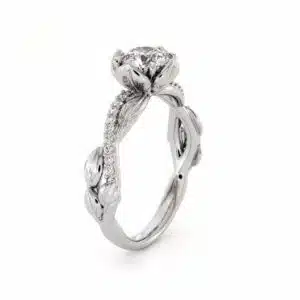 CVD Diamond Half Eternity Ring Flower Engagement Ring Lab Grown Diamond Ring
