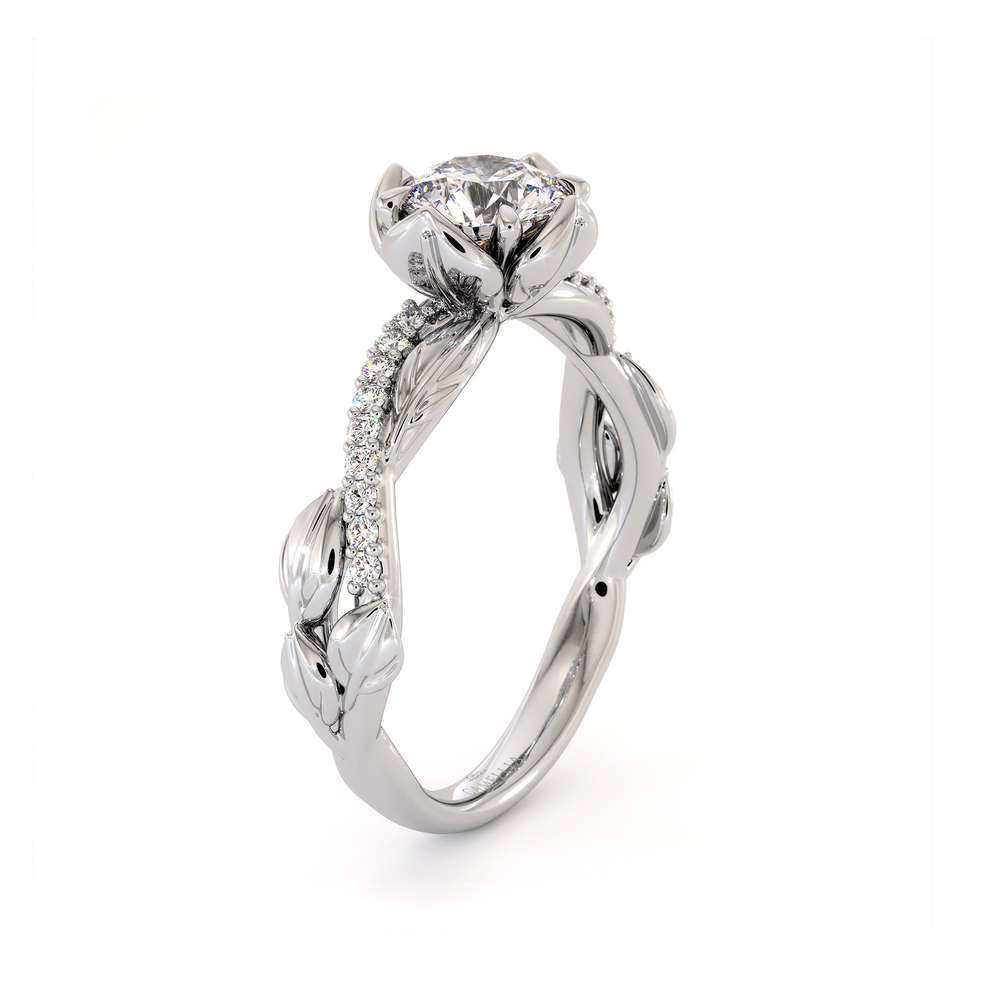 CVD Diamond Half Eternity Ring Flower Engagement Ring Lab Grown Diamond Ring
