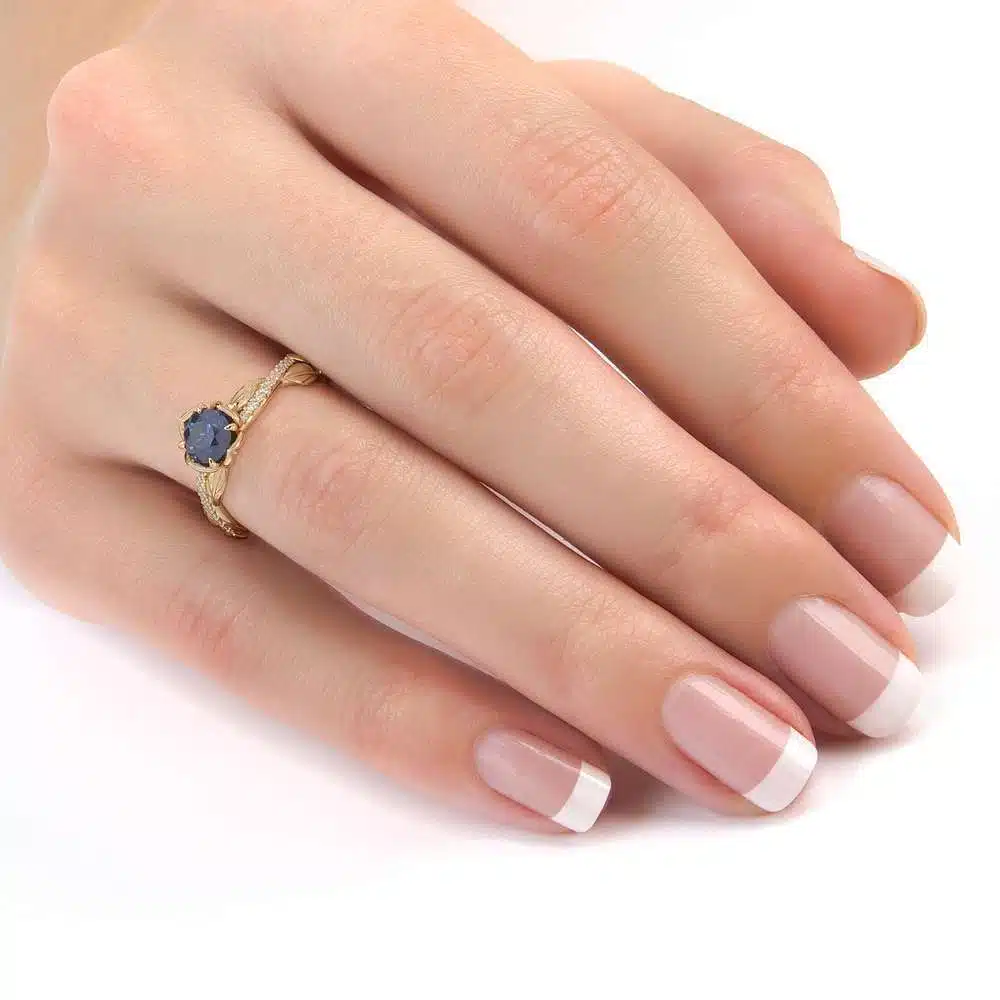 Blue Sapphire Half Eternity Ring Sapphire Flower Engagement Ring anniversary gift For Her 4 Blue Sapphire Half Eternity Ring Sapphire Flower Engagement Ring anniversary gift For Her