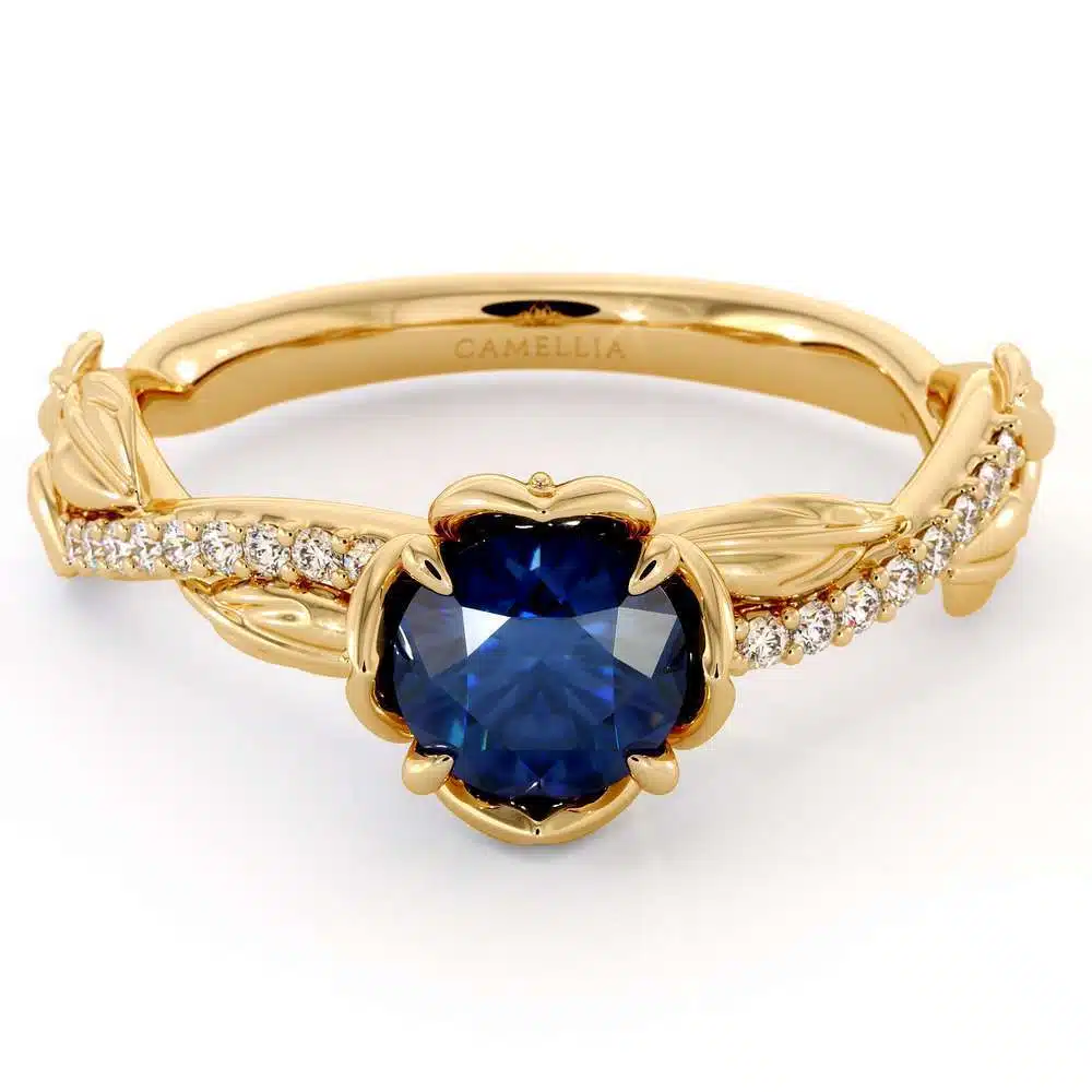 Blue Sapphire Half Eternity Ring Sapphire Flower Engagement Ring anniversary gift For Her 5 Blue Sapphire Half Eternity Ring Sapphire Flower Engagement Ring anniversary gift For Her