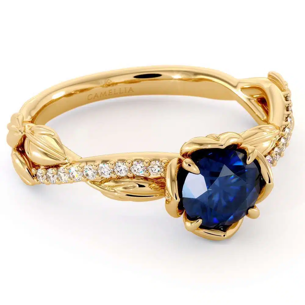 Blue Sapphire Half Eternity Ring Sapphire Flower Engagement Ring anniversary gift For Her 7 Blue Sapphire Half Eternity Ring Sapphire Flower Engagement Ring anniversary gift For Her
