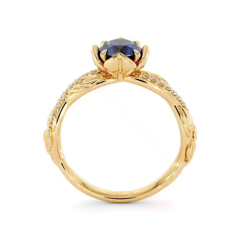 Blue Sapphire Half Eternity Ring Sapphire Flower Engagement Ring anniversary gift For Her 6 Blue Sapphire Half Eternity Ring Sapphire Flower Engagement Ring anniversary gift For Her