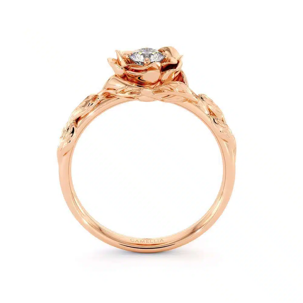 Diamond Engagement Ring Flower Engagement Ring Rose Gold Leaves Ring Solitaire Diamond Ring 5 Diamond Engagement Ring Flower Engagement Ring Rose Gold Leaves Ring Solitaire Diamond Ring
