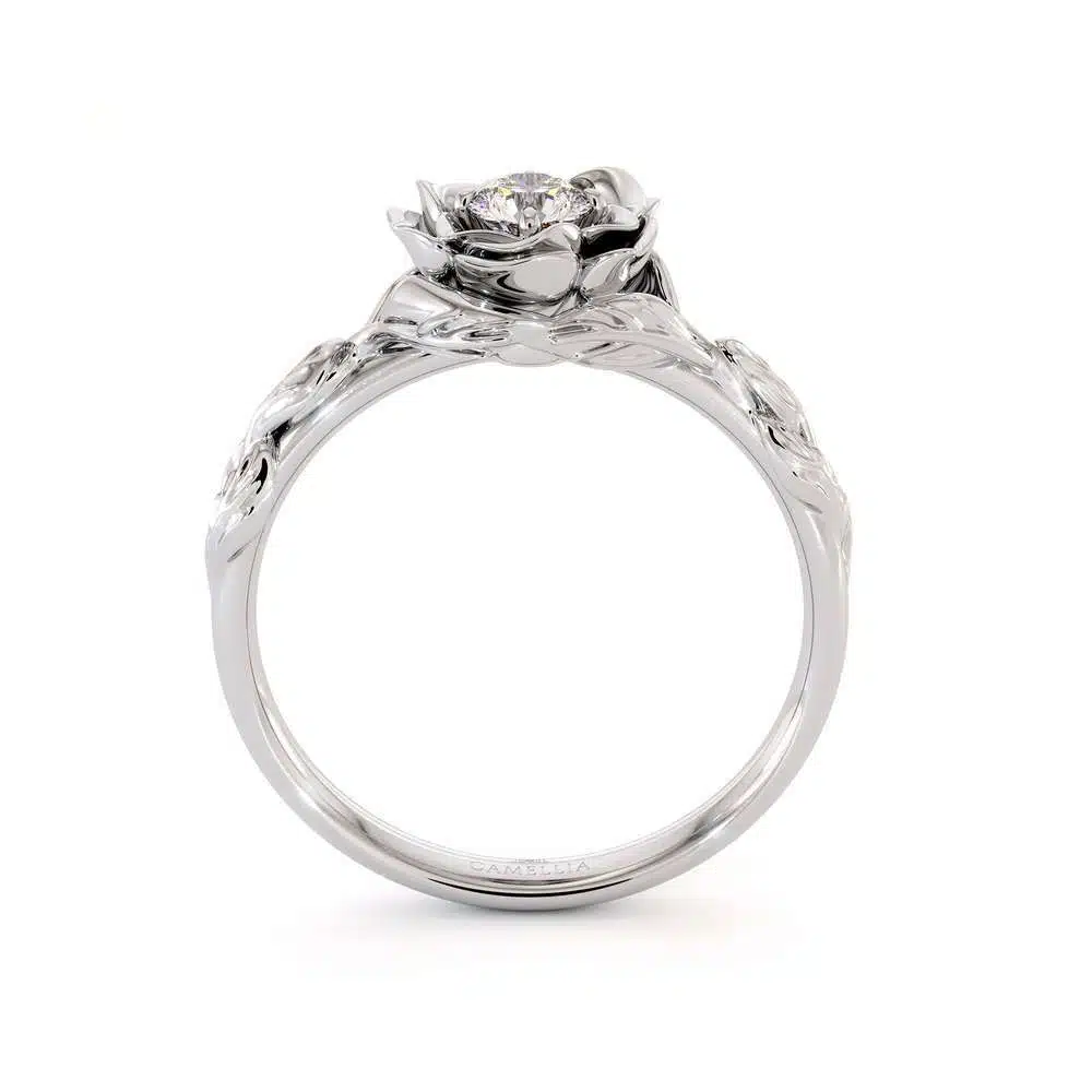 Diamond Engagement Ring Flower Engagement Ring White Gold Leaves Ring Solitaire Diamond Ring 5 Diamond Engagement Ring Flower Engagement Ring White Gold Leaves Ring Solitaire Diamond Ring