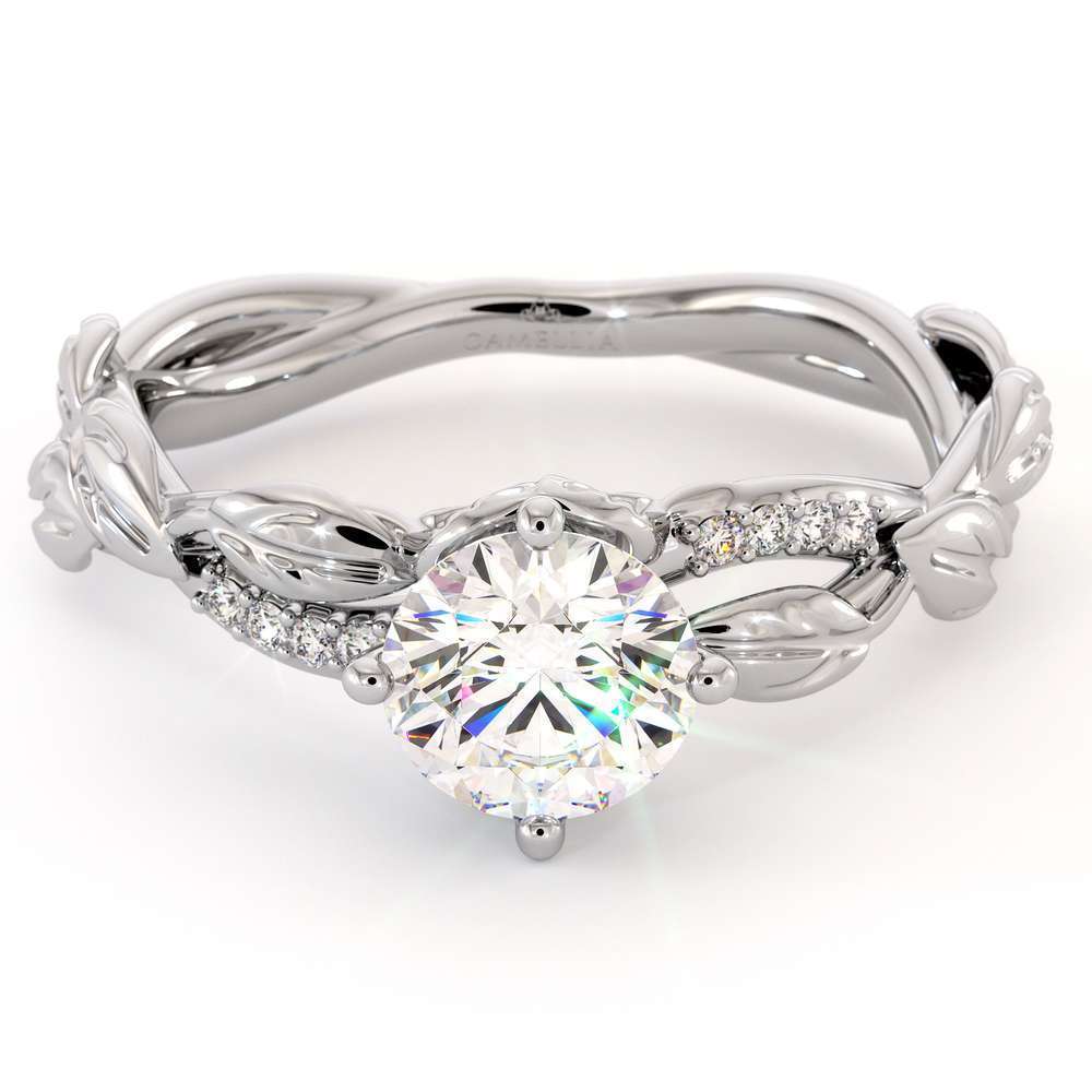 Moissanite Engagement Ring 14K White Gold Ring Twisting Leaves Engagement Ring 7 Moissanite Engagement Ring 14K White Gold Ring Twisting Leaves Engagement Ring