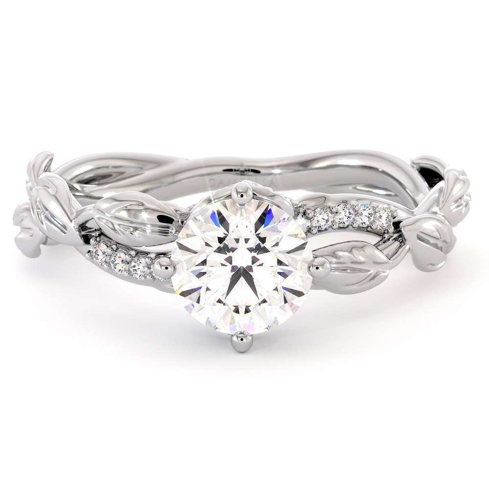 Moissanite Engagement Ring 14K White Gold Ring Twisting Leaves Engagement Ring 2 Moissanite Engagement Ring 14K White Gold Ring Twisting Leaves Engagement Ring