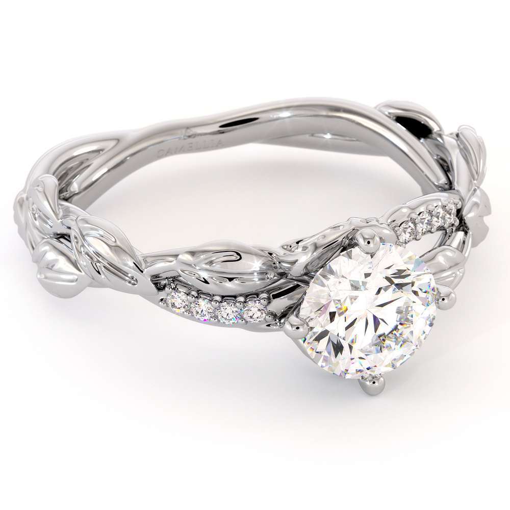 Moissanite Engagement Ring 14K White Gold Ring Twisting Leaves Engagement Ring 6 Moissanite Engagement Ring 14K White Gold Ring Twisting Leaves Engagement Ring