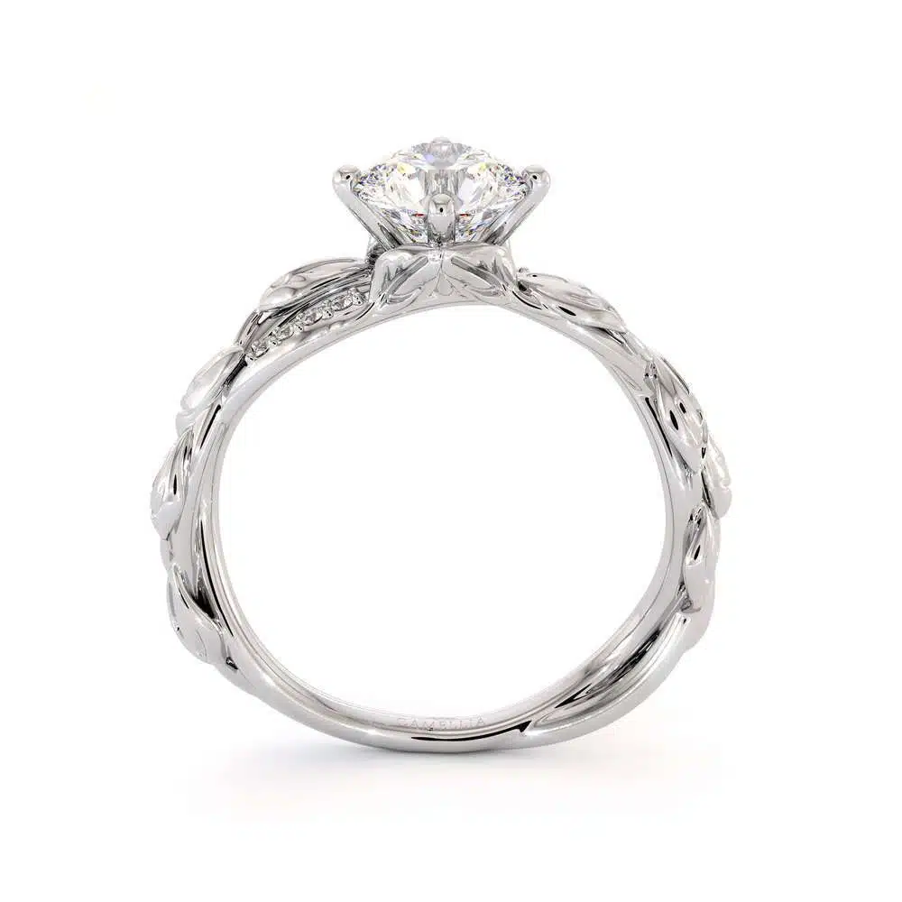 Moissanite Engagement Ring 14K White Gold Ring Twisting Leaves Engagement Ring 3 Moissanite Engagement Ring 14K White Gold Ring Twisting Leaves Engagement Ring