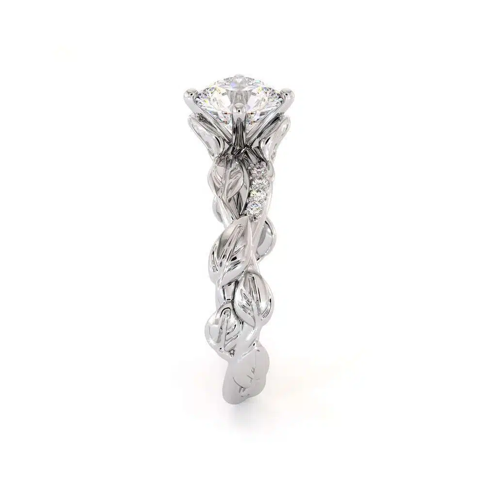 Moissanite Engagement Ring 14K White Gold Ring Twisting Leaves Engagement Ring 5 Moissanite Engagement Ring 14K White Gold Ring Twisting Leaves Engagement Ring