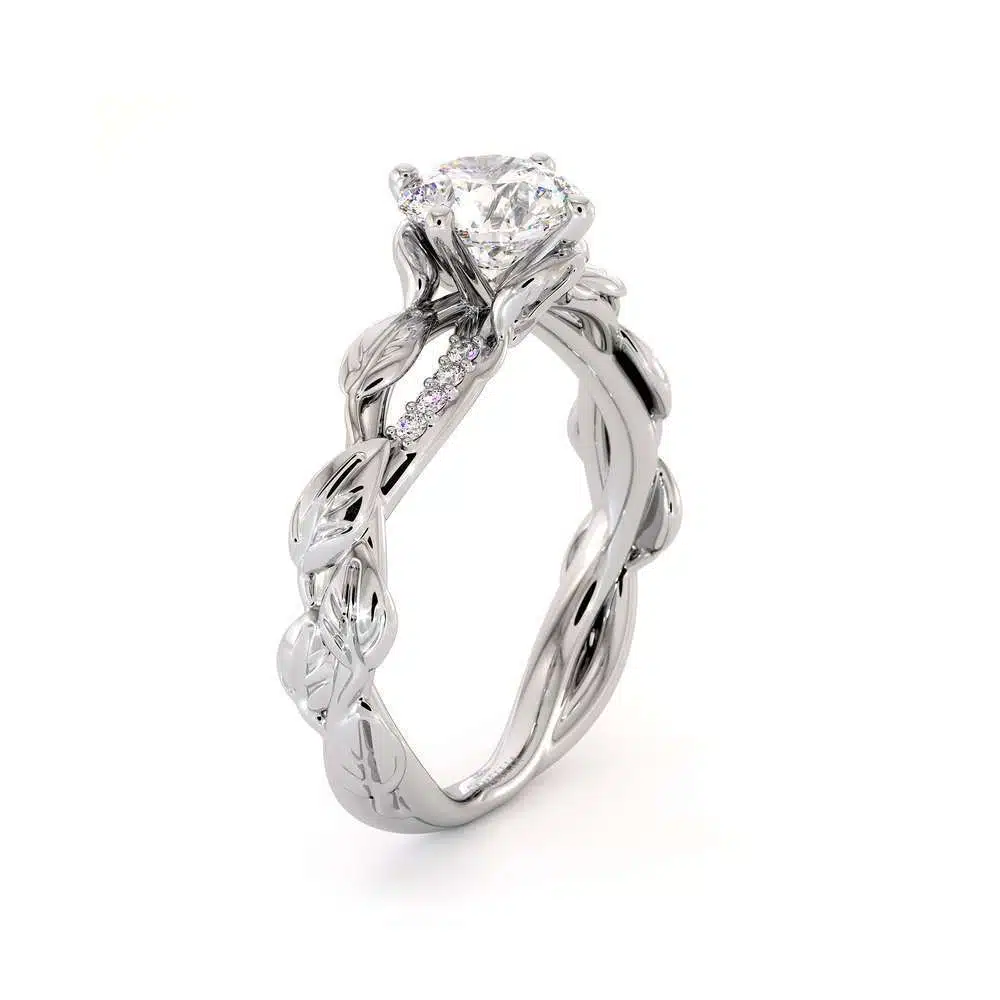 Moissanite Engagement Ring 14K White Gold Ring Twisting Leaves Engagement Ring 1 Moissanite Engagement Ring 14K White Gold Ring Twisting Leaves Engagement Ring