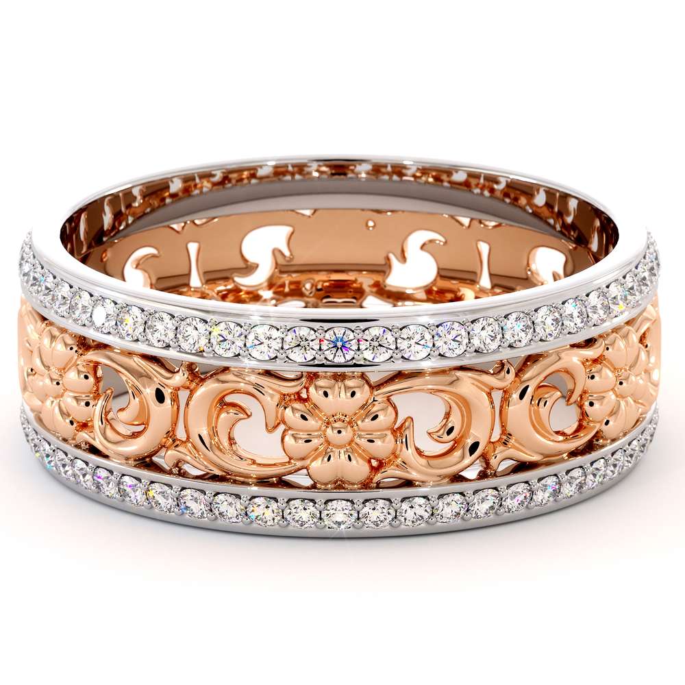 Unique Natural Diamonds Wedding Band 14K Two Tone Gold Ring Unique Wedding Band 4 Unique Natural Diamonds Wedding Band 14K Two Tone Gold Ring Unique Wedding Band