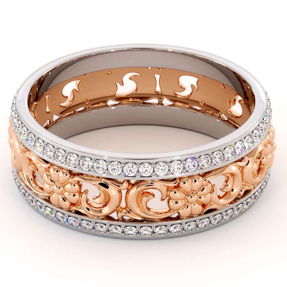 Unique Natural Diamonds Wedding Band 14K Two Tone Gold Ring Unique Wedding Band 6 Unique Natural Diamonds Wedding Band 14K Two Tone Gold Ring Unique Wedding Band