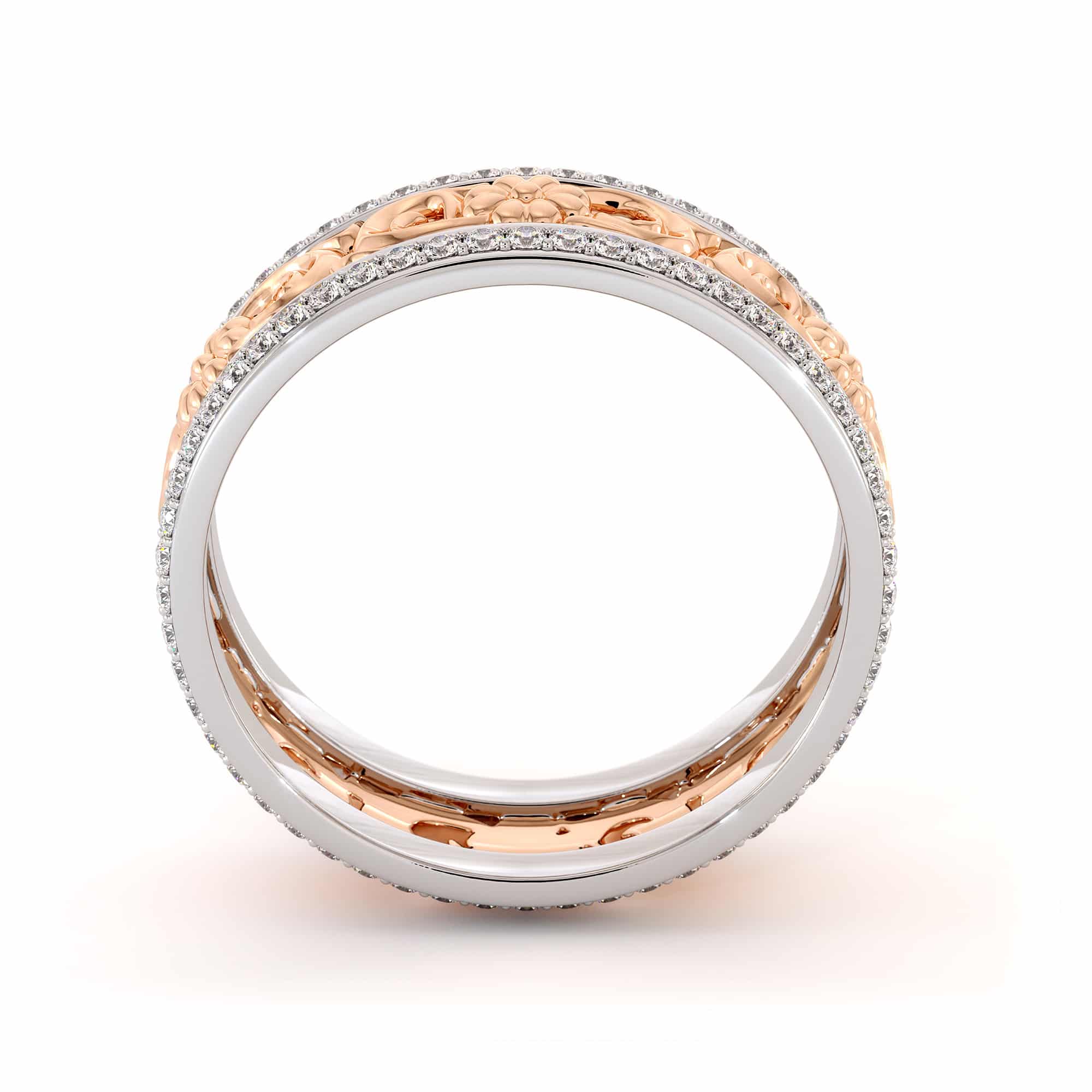 Unique Natural Diamonds Wedding Band 14K Two Tone Gold Ring Unique Wedding Band 2 Unique Natural Diamonds Wedding Band 14K Two Tone Gold Ring Unique Wedding Band