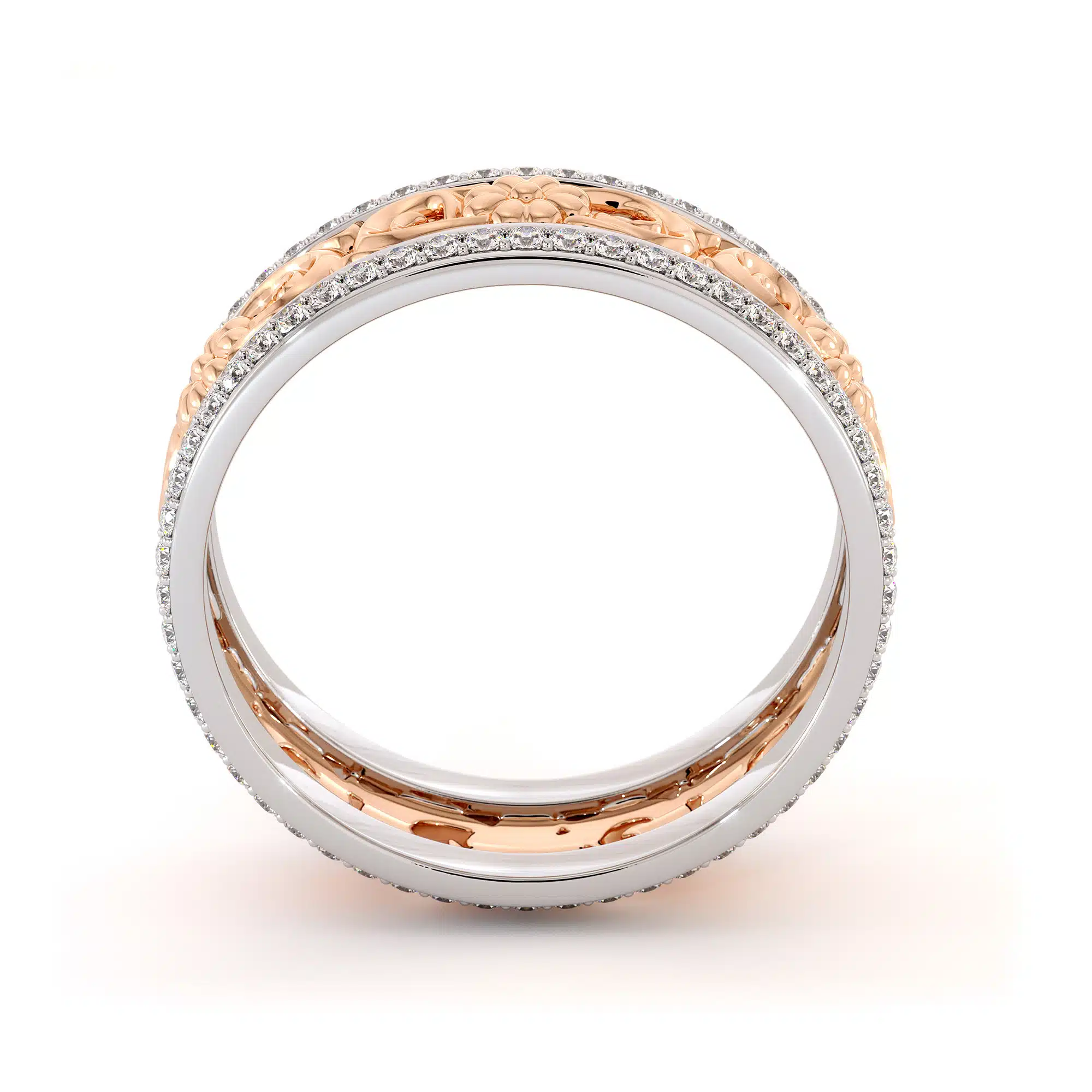 Unique Natural Diamonds Wedding Band 14K Two Tone Gold Ring Unique Wedding Band 2 Unique Natural Diamonds Wedding Band 14K Two Tone Gold Ring Unique Wedding Band