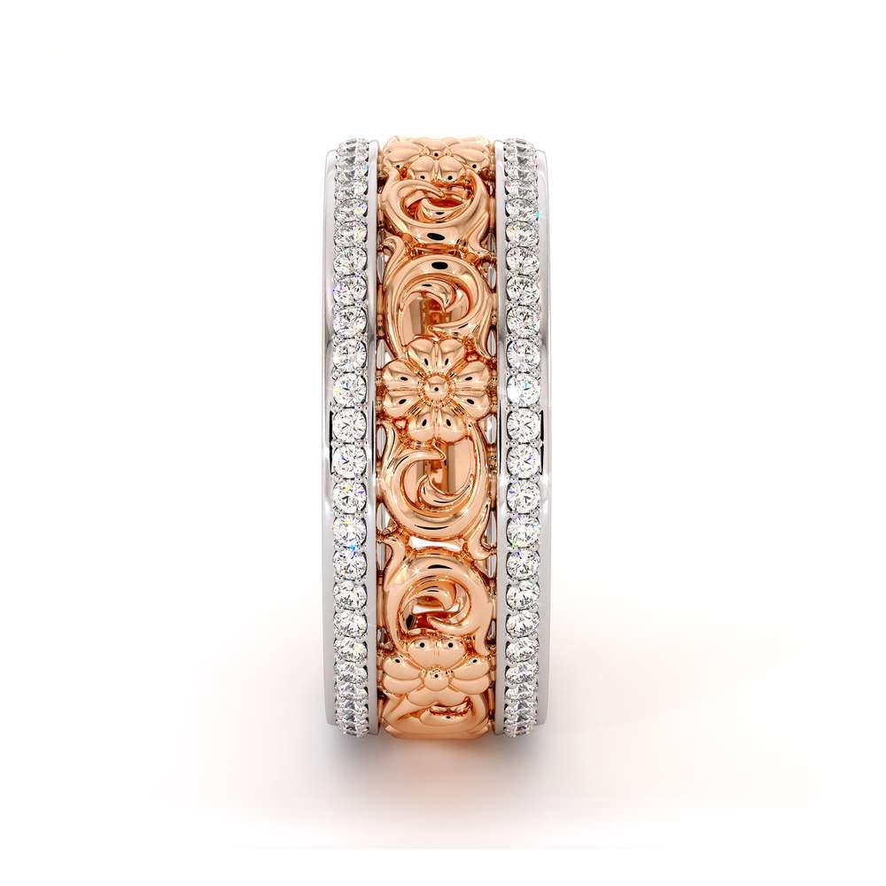 Unique Natural Diamonds Wedding Band 14K Two Tone Gold Ring Unique Wedding Band 3 Unique Natural Diamonds Wedding Band 14K Two Tone Gold Ring Unique Wedding Band