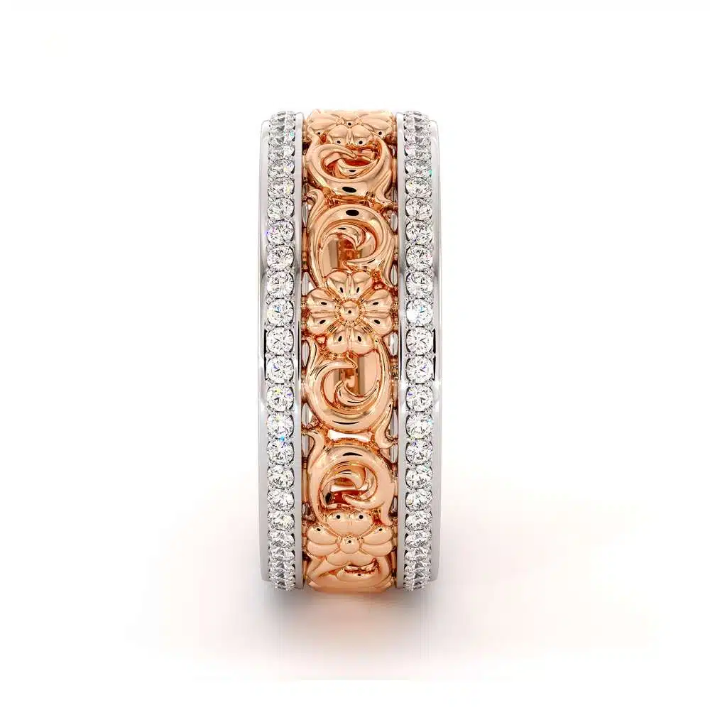 Unique Natural Diamonds Wedding Band 14K Two Tone Gold Ring Unique Wedding Band 3 Unique Natural Diamonds Wedding Band 14K Two Tone Gold Ring Unique Wedding Band