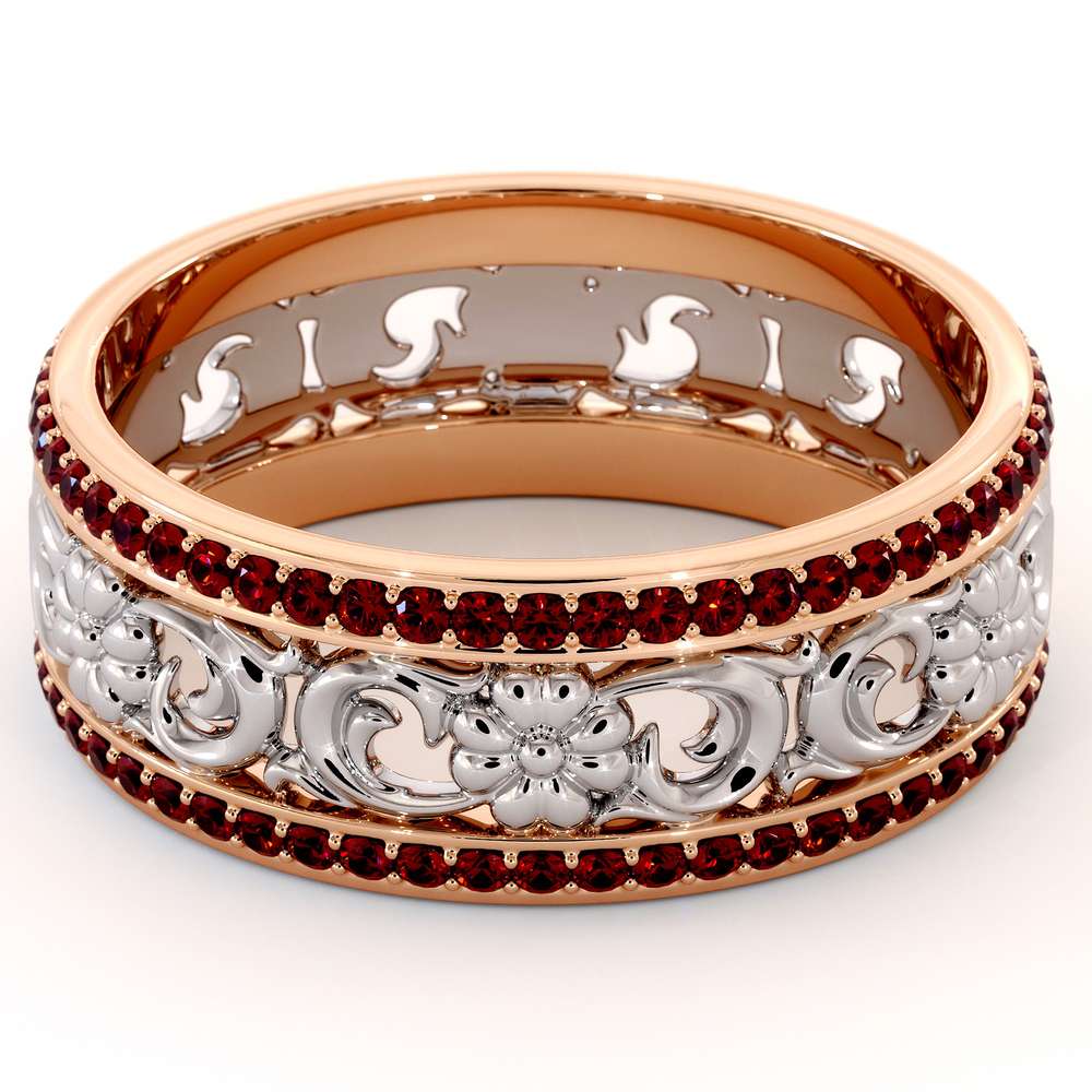 Unique Natural Ruby Wedding Band 14K Two Tone Gold Ring Unique Wedding Band 5 Unique Natural Ruby Wedding Band 14K Two Tone Gold Ring Unique Wedding Band
