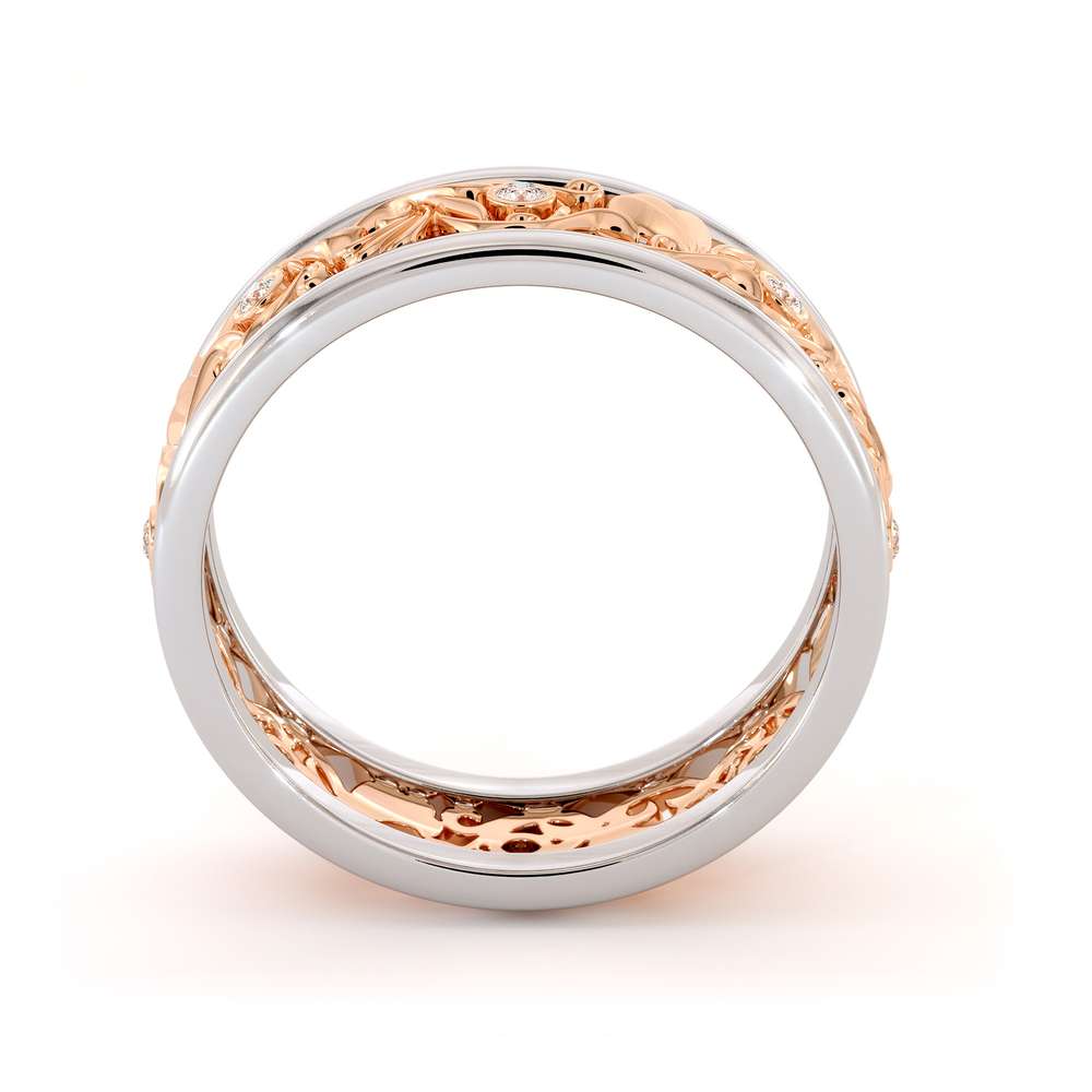 Filigree Women's Wedding Band-Wedding Band Rose & White Gold-14K Two Tone Wedding Ring 2 Filigree Women's Wedding Band-Wedding Band Rose & White Gold-14K Two Tone Wedding Ring
