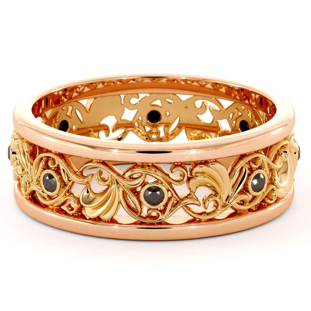 Filigree Women's Wedding Band-Wedding Band Rose & Yellow Gold-14K Two Tone Wedding Ring