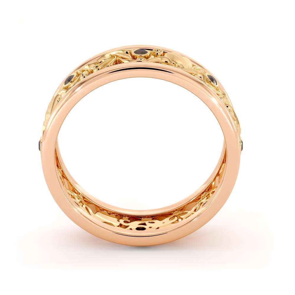 Filigree Women's Wedding Band-Wedding Band Rose & Yellow Gold-14K Two Tone Wedding Ring