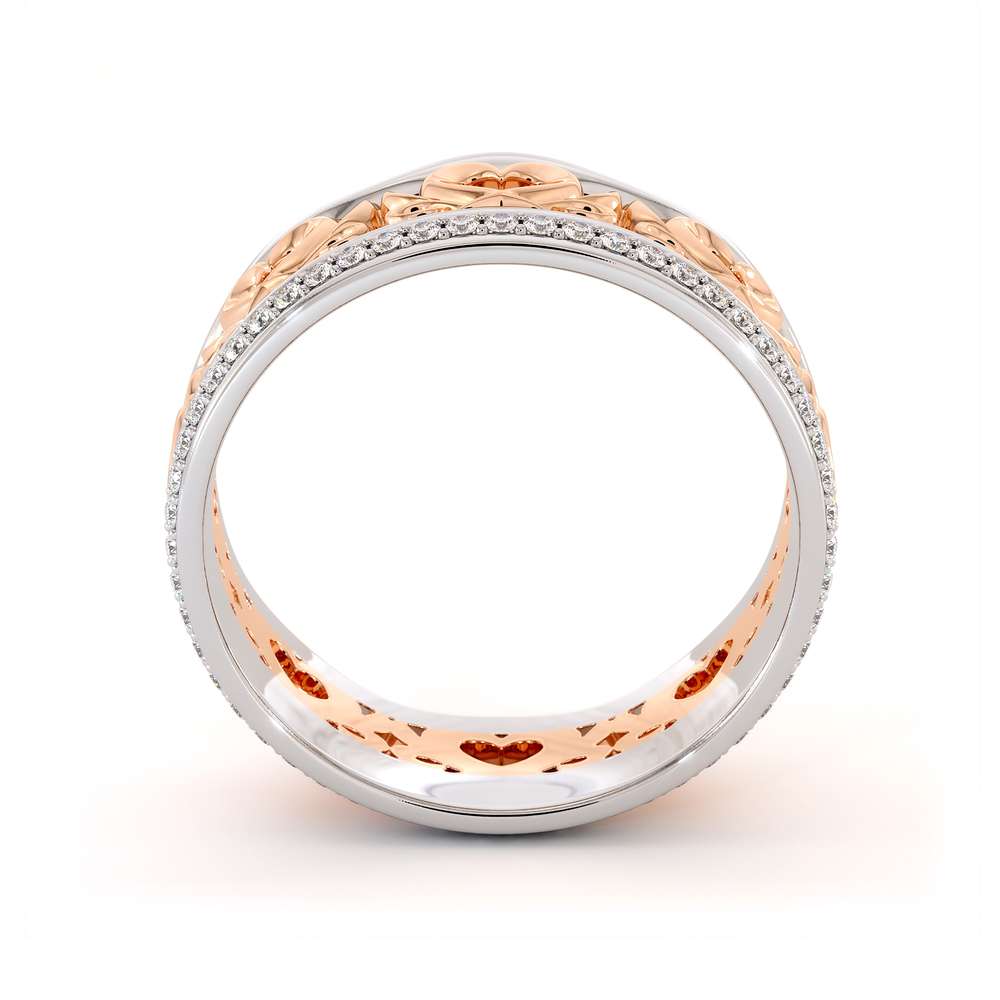 Unique Wedding Band 14K Two Tone Gold Ring Unique Heart Wedding Ring 3 Unique Wedding Band 14K Two Tone Gold Ring Unique Heart Wedding Ring