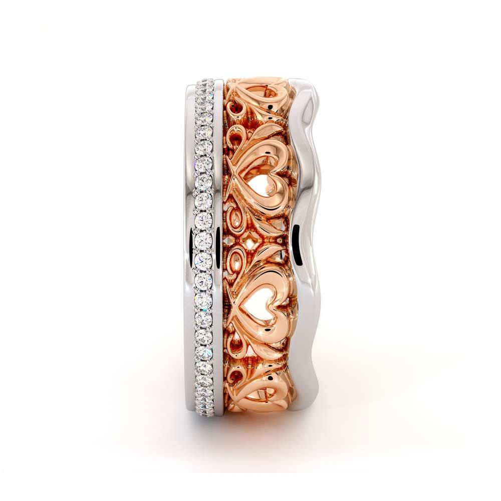 Unique Wedding Band 14K Two Tone Gold Ring Unique Heart Wedding Ring 2 Unique Wedding Band 14K Two Tone Gold Ring Unique Heart Wedding Ring
