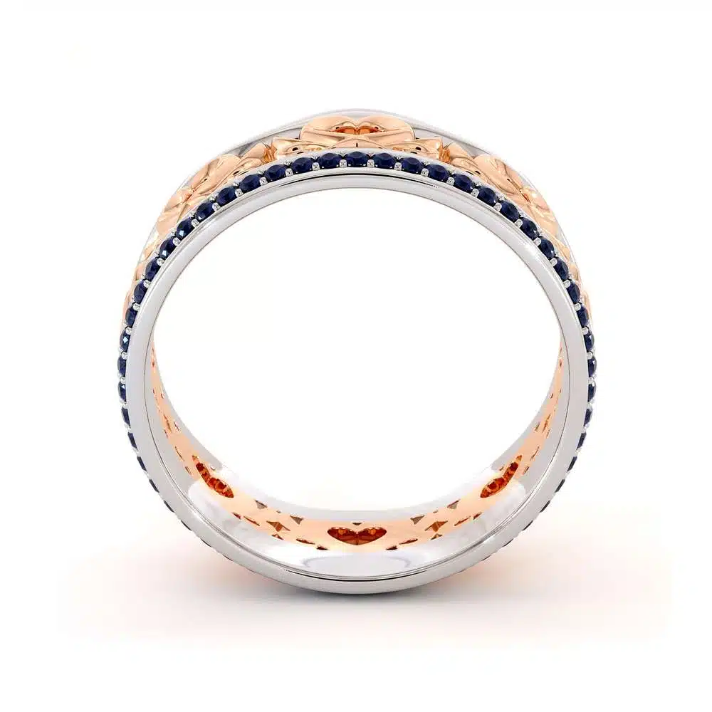 Unique Wedding Band 14K Two Tone Gold Ring Unique Heart Wedding Band 3 Unique Wedding Band 14K Two Tone Gold Ring Unique Heart Wedding Band