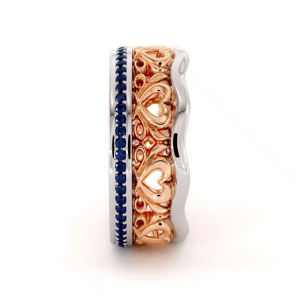 Unique Wedding Band 14K Two Tone Gold Ring Unique Heart Wedding Band 2 Unique Wedding Band 14K Two Tone Gold Ring Unique Heart Wedding Band