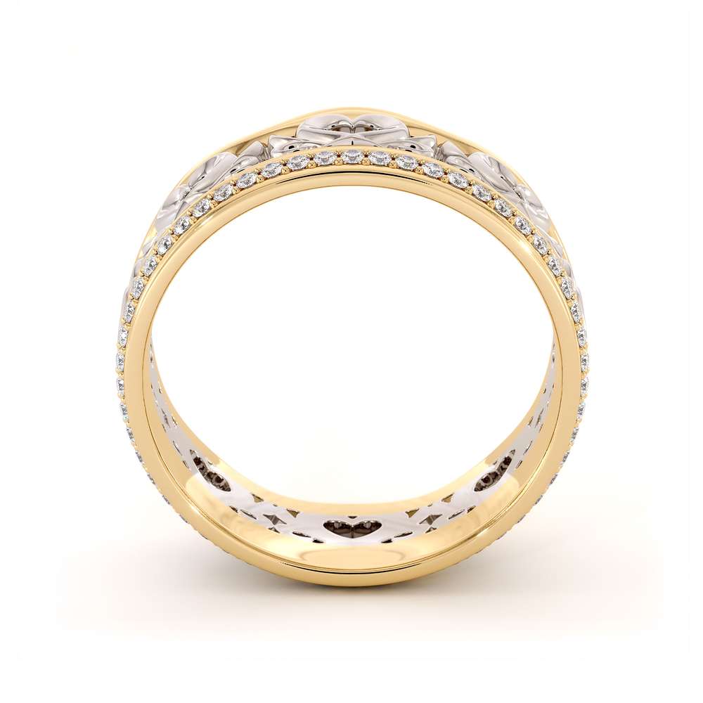 Unique Wedding Band 14K Two Tone Gold Band Unique Heart Wedding Ring 3 Unique Wedding Band 14K Two Tone Gold Band Unique Heart Wedding Ring