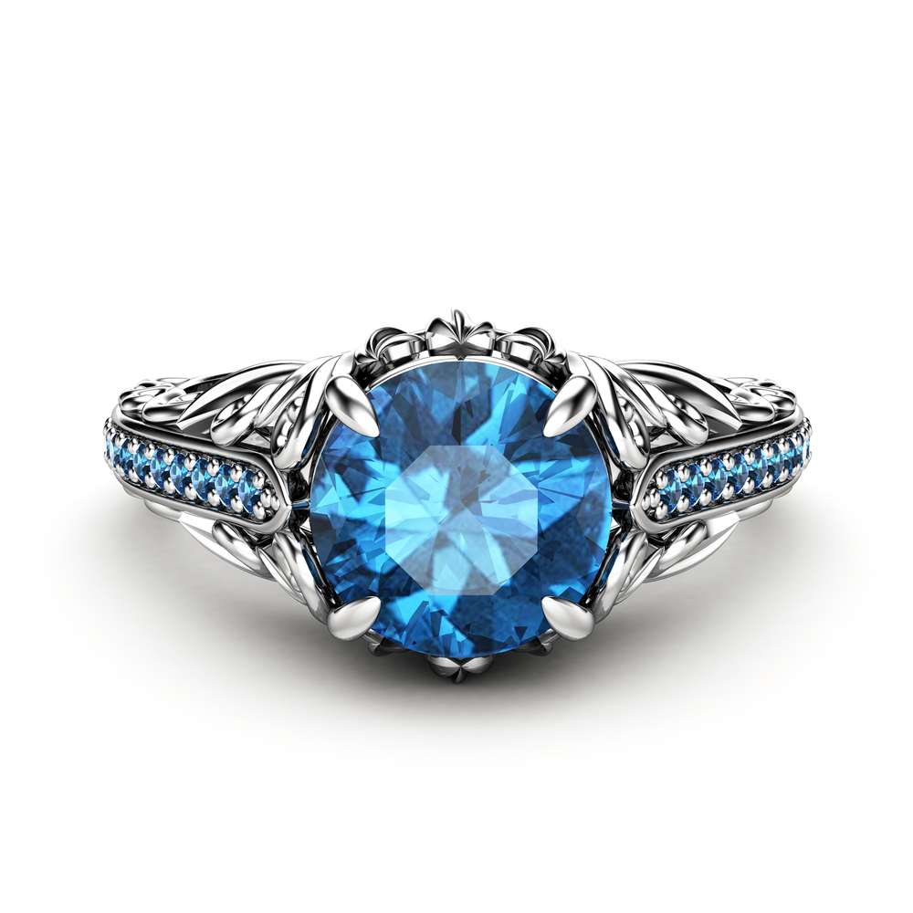 Blue Diamond Engagement Ring White Gold Ring Filigree Ring Diamonds Engagement Ring 2 Blue Diamond Engagement Ring White Gold Ring Filigree Ring Diamonds Engagement Ring
