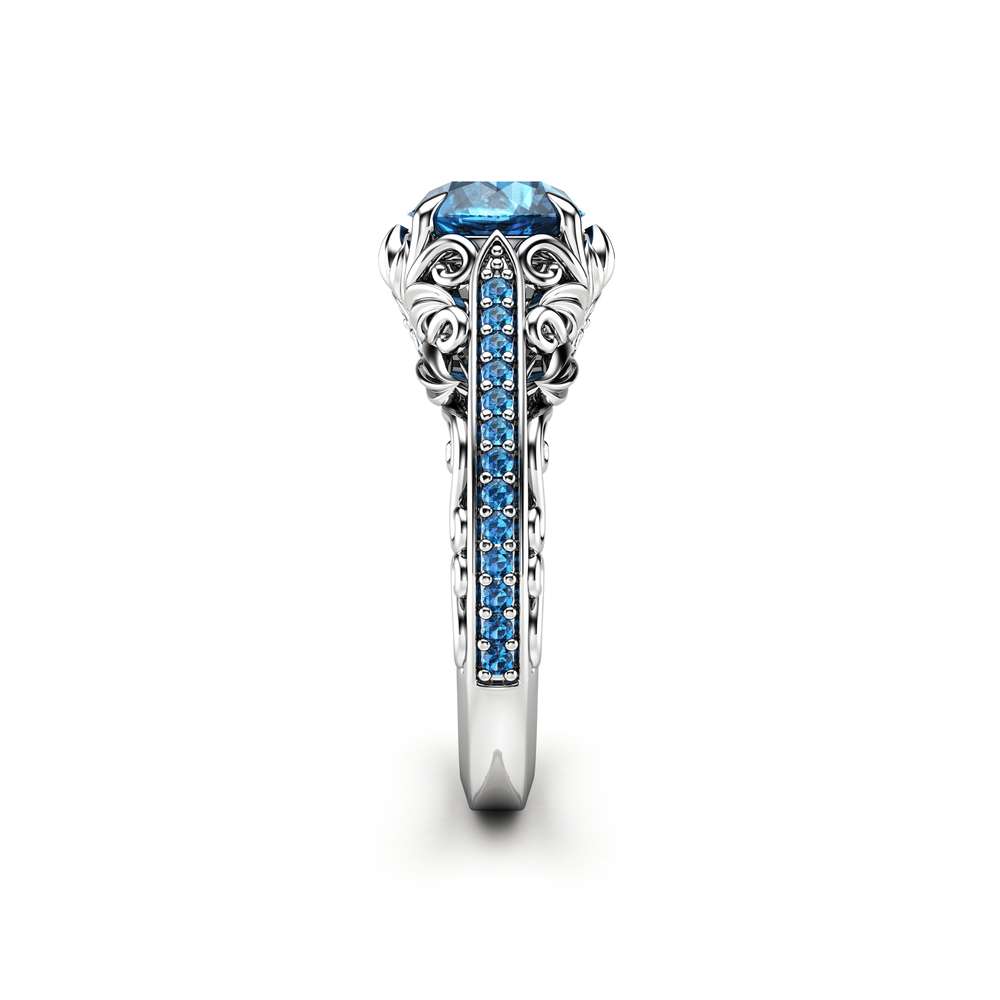 Blue Diamond Engagement Ring White Gold Ring Filigree Ring Diamonds Engagement Ring 3 Blue Diamond Engagement Ring White Gold Ring Filigree Ring Diamonds Engagement Ring