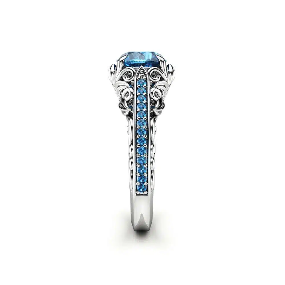 Blue Diamond Engagement Ring White Gold Ring Filigree Ring Diamonds Engagement Ring 3 Blue Diamond Engagement Ring White Gold Ring Filigree Ring Diamonds Engagement Ring