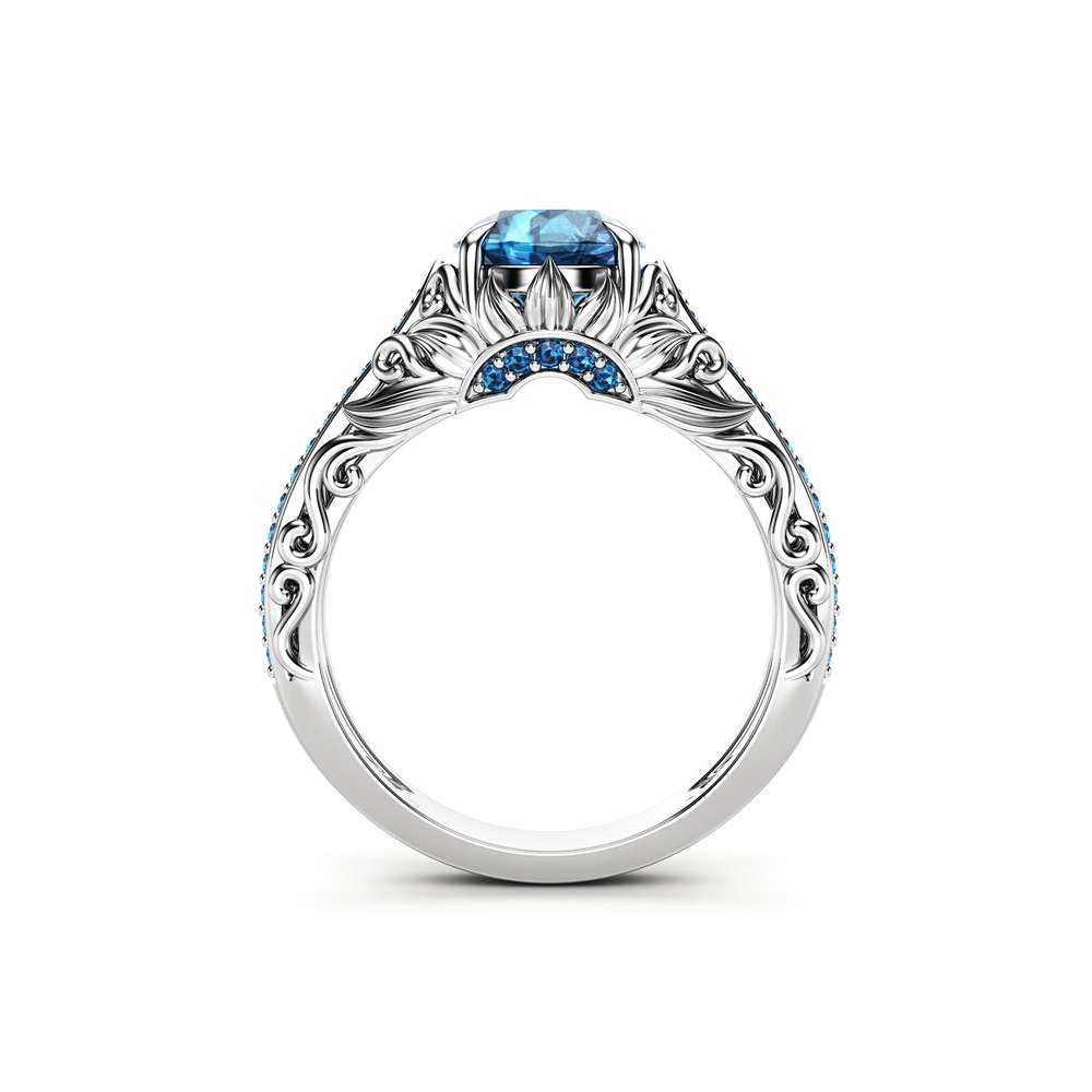 Blue Diamond Engagement Ring White Gold Ring Filigree Ring Diamonds Engagement Ring 4 Blue Diamond Engagement Ring White Gold Ring Filigree Ring Diamonds Engagement Ring