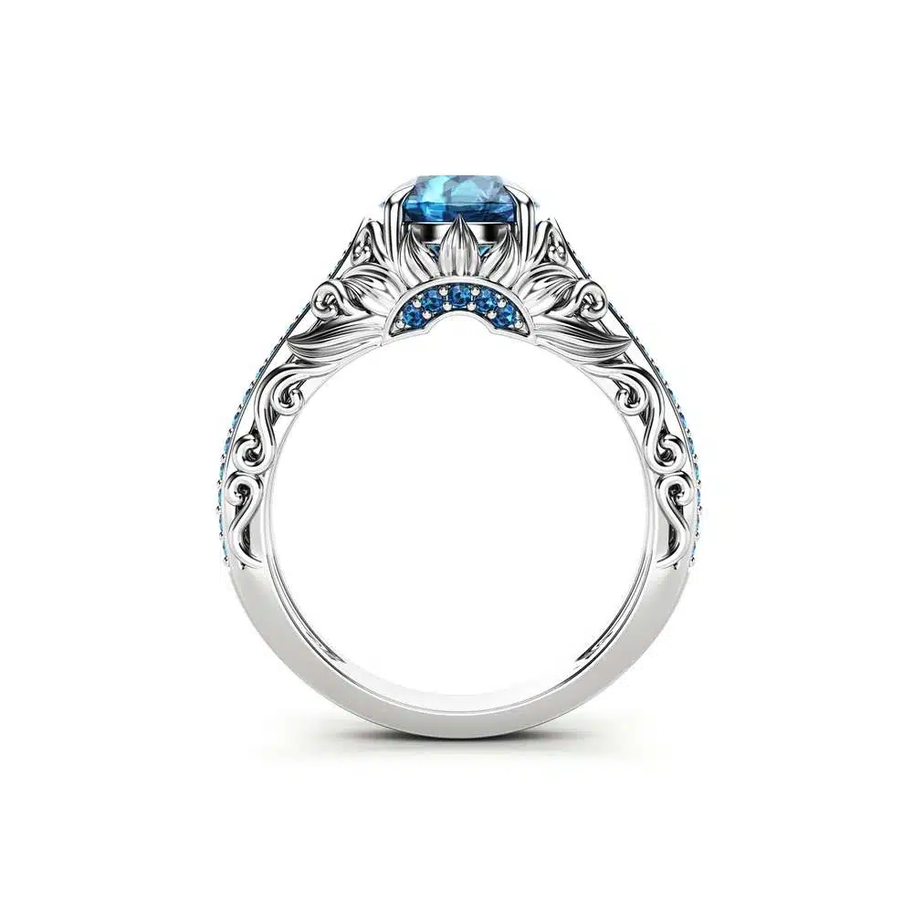 Blue Diamond Engagement Ring White Gold Ring Filigree Ring Diamonds Engagement Ring 4 Blue Diamond Engagement Ring White Gold Ring Filigree Ring Diamonds Engagement Ring